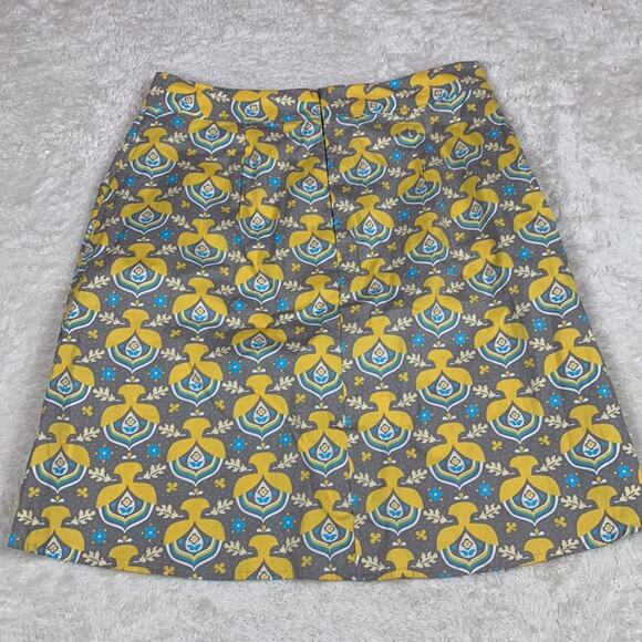 Blue Platypus yellow and grey patterned midi skirt, L B2B1 - Picture 4 of 7